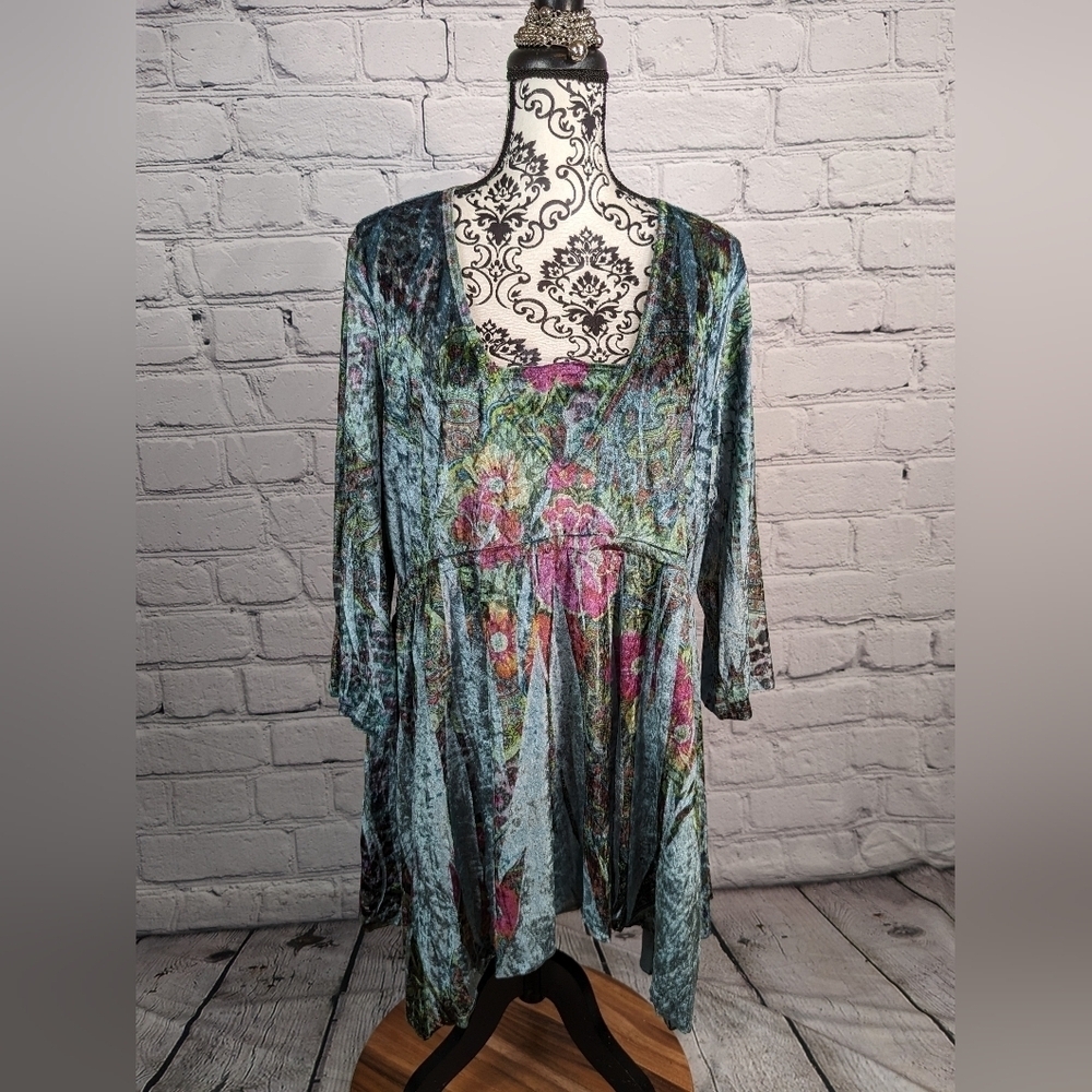 Style & Co women's long sleeve stretch knit plus sz 2x asymmetrical hem top BBIN